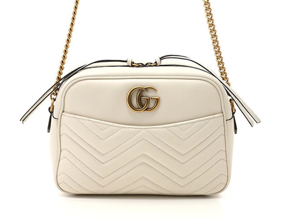 Gucci GG Marmont Shoulder Bag White Calfskin